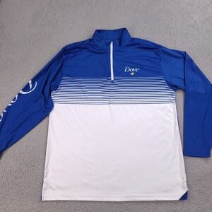 Dove Soap Brand Shirt Mens 2XL Blue White 1/4 Zip Pullover Long Sleeve Polyester